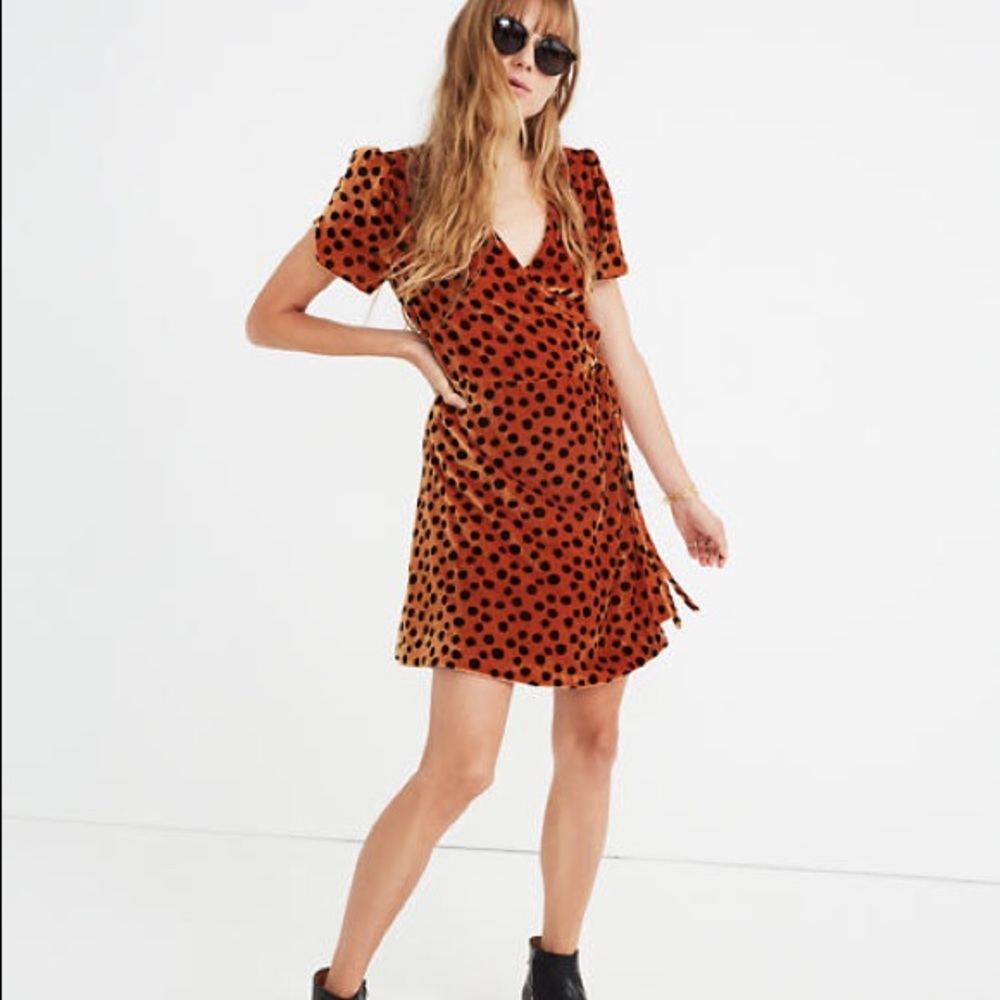 Velvet leopard dot party dress